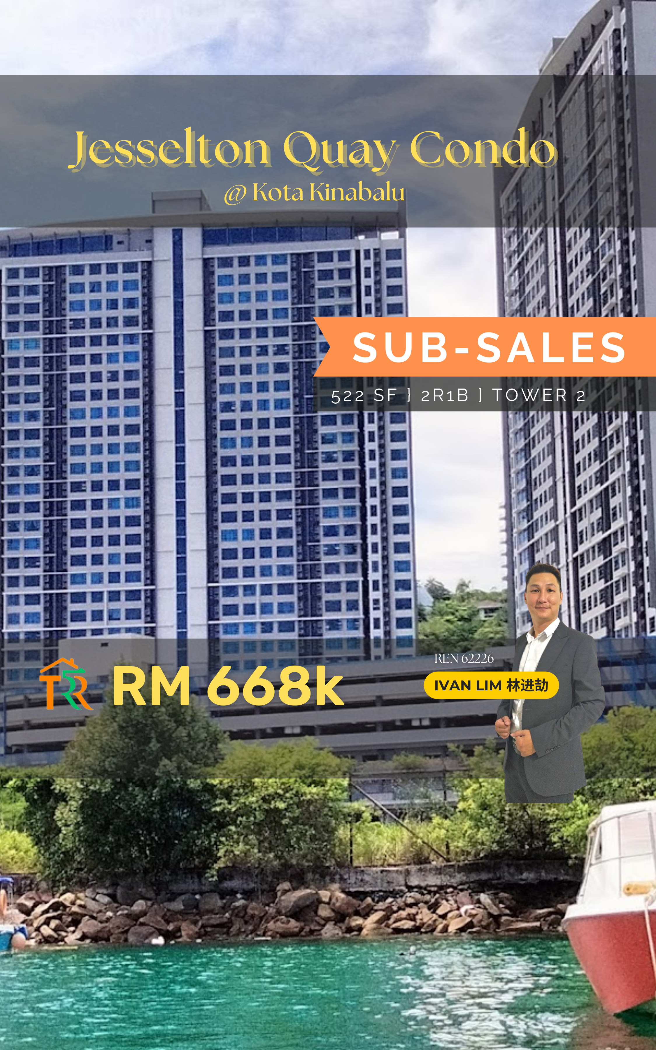 668K | Jesselton Quay Condo | Tower 2 | KK Town | Kota Kinabalu