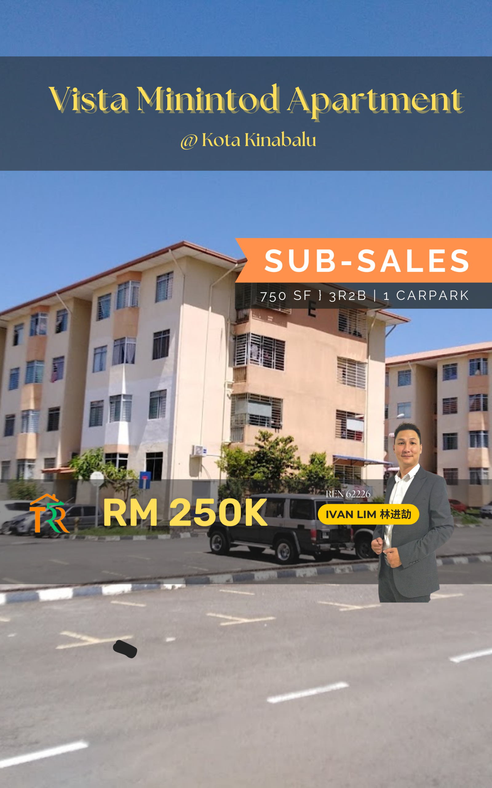 1 250K | Vista Minintod Apartment | Kota Kinabalu | Corner Lot