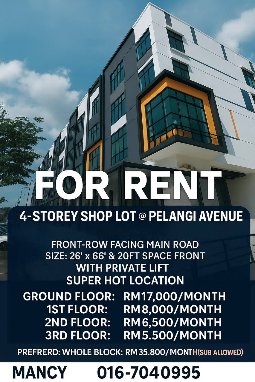 Pelangi Avenue Four Storey Commercial Shoplot with Private Lift