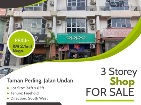 Taman Perling Jalan Simpang Three Storey Shoplot Facing Main Road Opposite of Dong Yuen