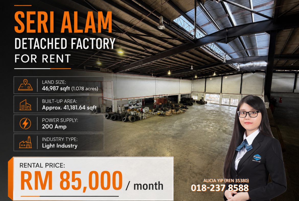 Seri Alam Detached Factory For Rent | Upgradeable to 1000 Amp