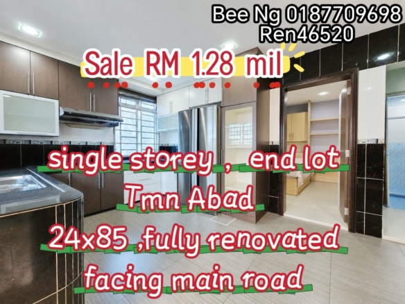 Taman Abad / Single Storey End Lot facing main road