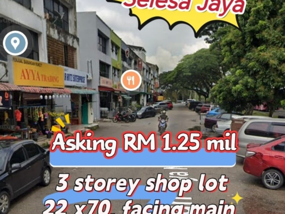 Taman Jaya Mas / Selesa Jaya / 3 Storey Shop Lot / Facing Main Road
